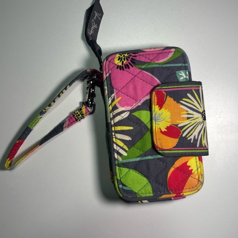 Vera Bradley Quilted Floral Wristlet Phone Case in Pink, Green & Yellow